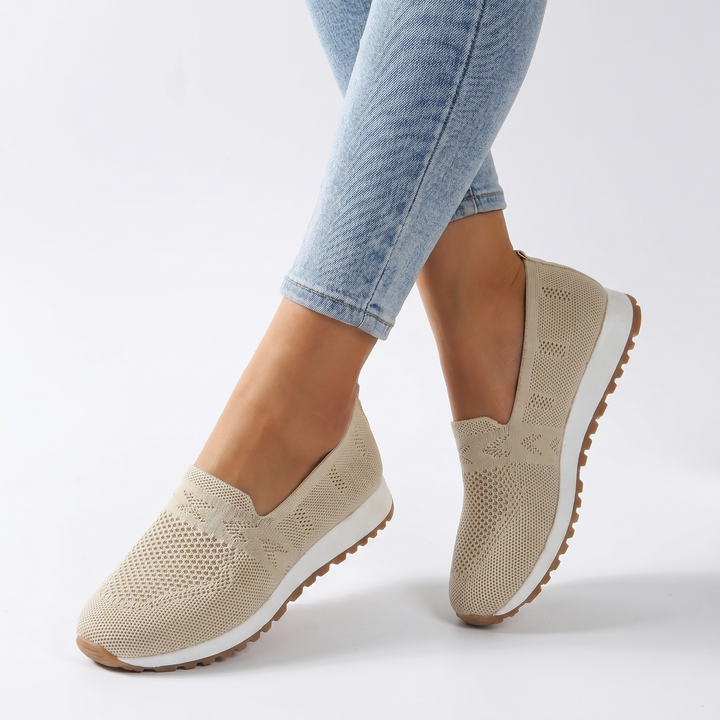 Women's Orthopaedic Knit Slip-On Sneakers Breathable Lightweight Casual Walking Flat Shoes