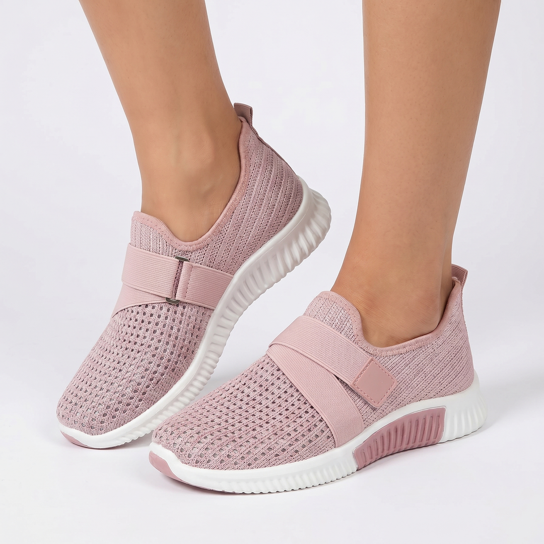 Women's Orthopaedic Mesh Slip-On Sneakers Elastic Strap Breathable Lightweight Walking Shoes