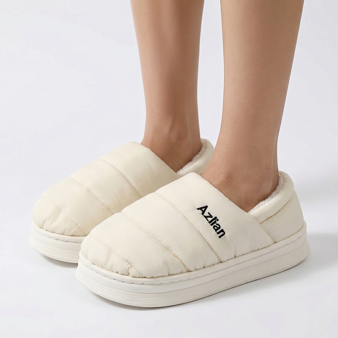 Women's Orthopaedic Quilted Puffer Slippers Fleece Lined Chunky Platform Indoor Slip-On Shoes