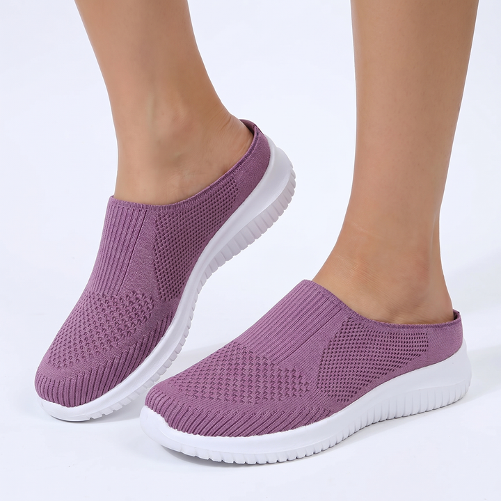 Women's Orthopaedic Slip-On Mesh Knit Sneakers Flat Sole Breathable Everyday Walking Shoes