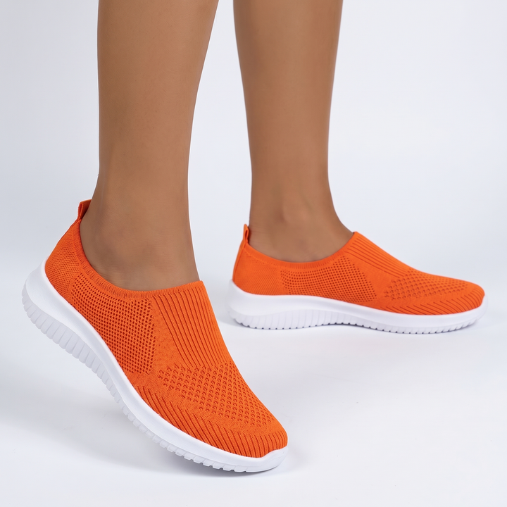 Women's Orthopaedic Slip-On Mesh Knit Sneakers Flat Sole Breathable Everyday Walking Shoes