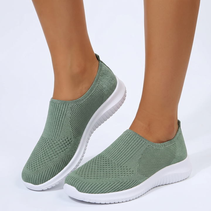 Women's Orthopaedic Slip-On Mesh Knit Sneakers Flat Sole Breathable Everyday Walking Shoes