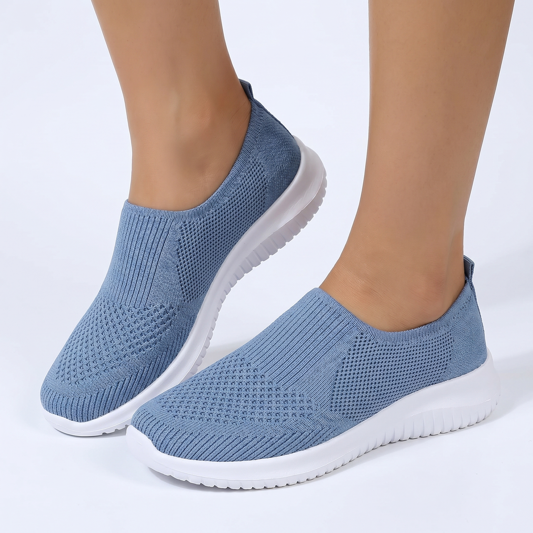 Women's Orthopaedic Slip-On Mesh Knit Sneakers Flat Sole Breathable Everyday Walking Shoes