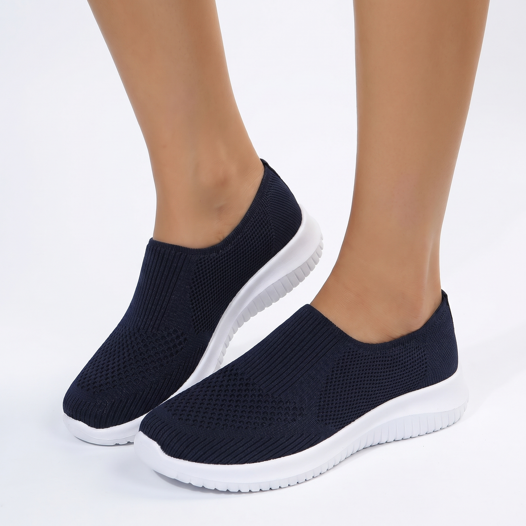 Women's Orthopaedic Slip-On Mesh Knit Sneakers Flat Sole Breathable Everyday Walking Shoes