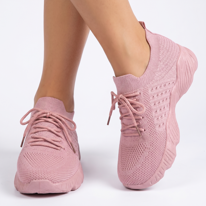 Women's Orthopaedic Knit Sock Sneakers Lace-Up Lightweight Breathable Chunky Sole Running Shoes