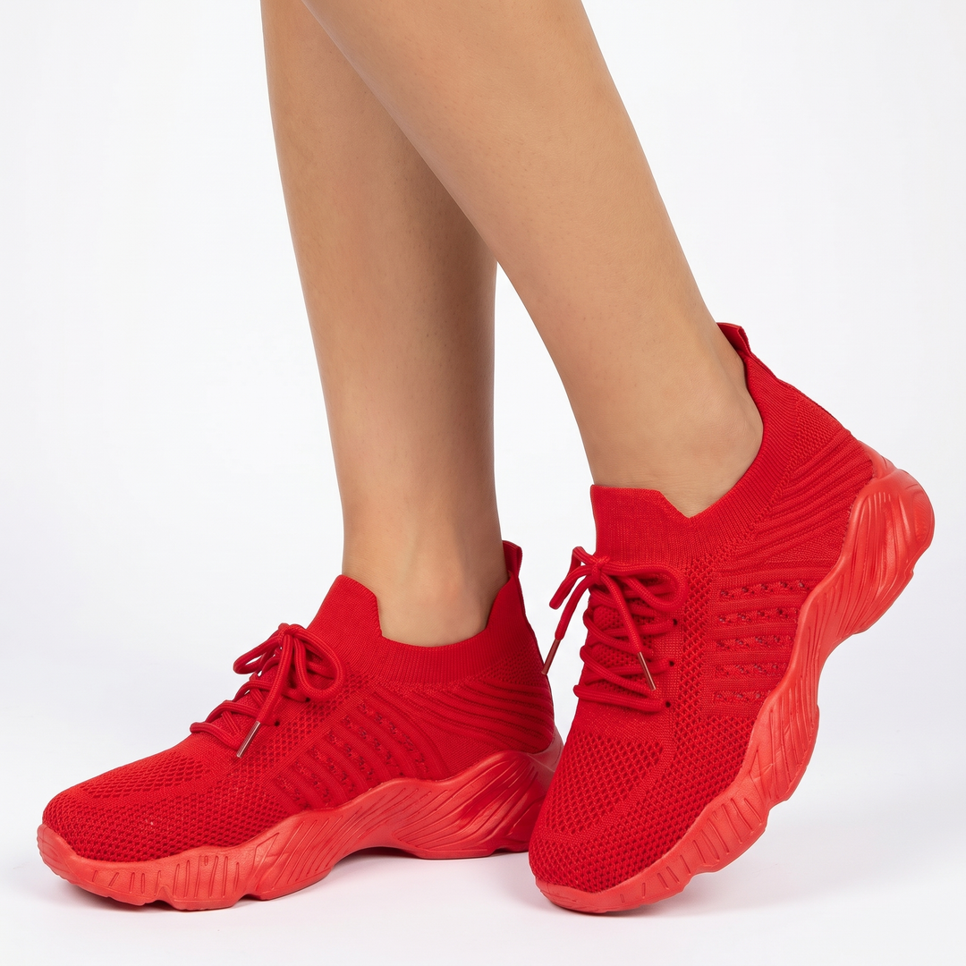 Women's Orthopaedic Knit Sock Sneakers Lace-Up Lightweight Breathable Chunky Sole Running Shoes