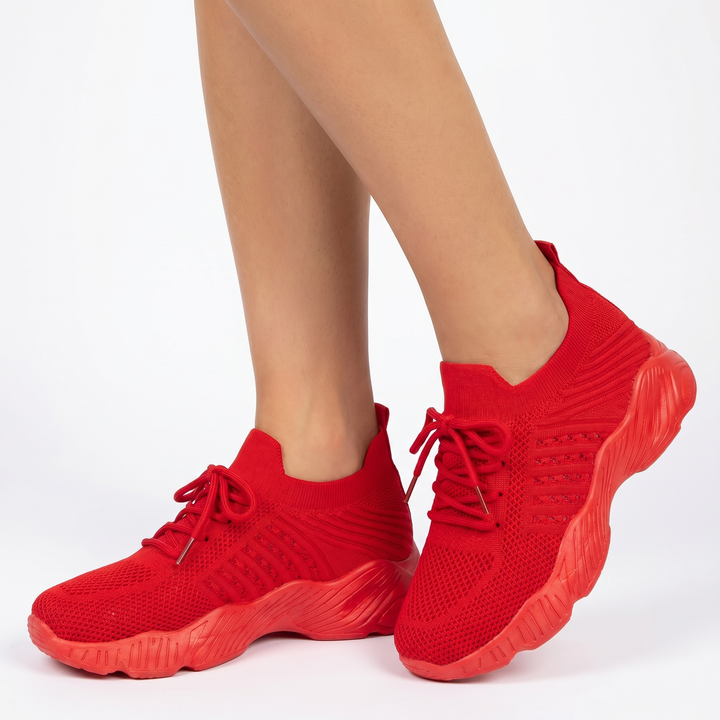 Women's Orthopaedic Knit Sock Sneakers Lace-Up Lightweight Breathable Chunky Sole Running Shoes