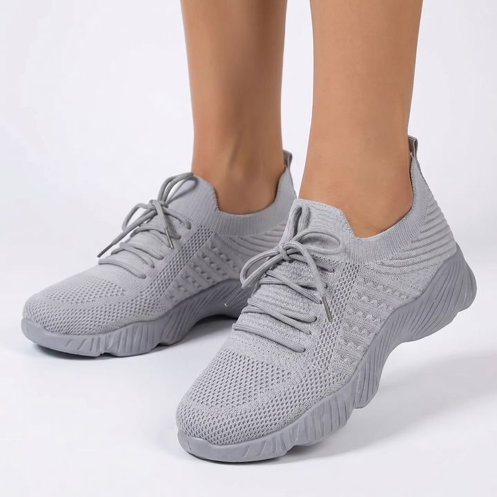 Women's Orthopaedic Knit Sock Sneakers Lace-Up Lightweight Breathable Chunky Sole Running Shoes