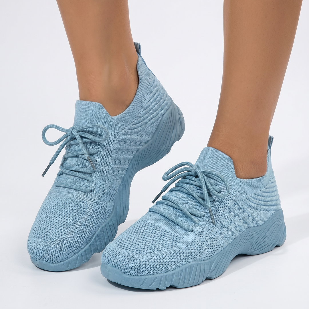 Women's Orthopaedic Knit Sock Sneakers Lace-Up Lightweight Breathable Chunky Sole Running Shoes