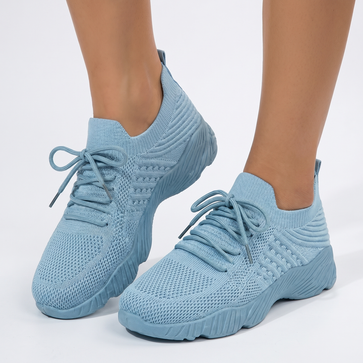 Women's Orthopaedic Knit Sock Sneakers Lace-Up Lightweight Breathable Chunky Sole Running Shoes