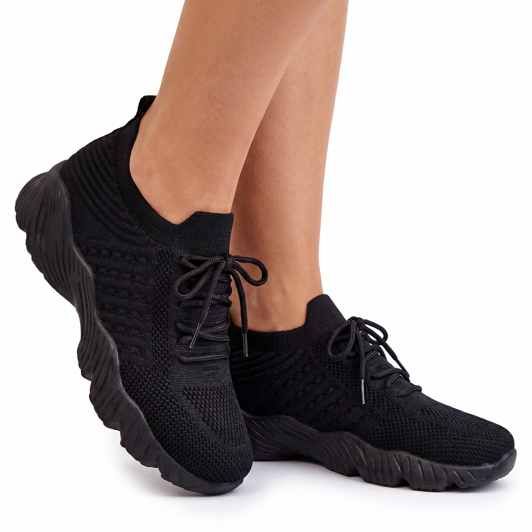 Women's Orthopaedic Knit Sock Sneakers Lace-Up Lightweight Breathable Chunky Sole Running Shoes