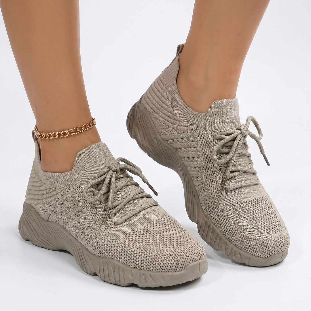 Women's Orthopaedic Knit Sock Sneakers Lace-Up Lightweight Breathable Chunky Sole Running Shoes