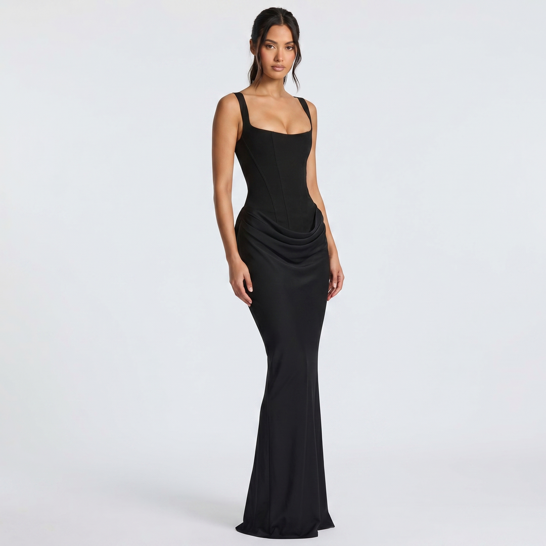 Women's Sleeveless Corset Mermaid Maxi Gown Ruched Hip Bodycon Formal – hayridge