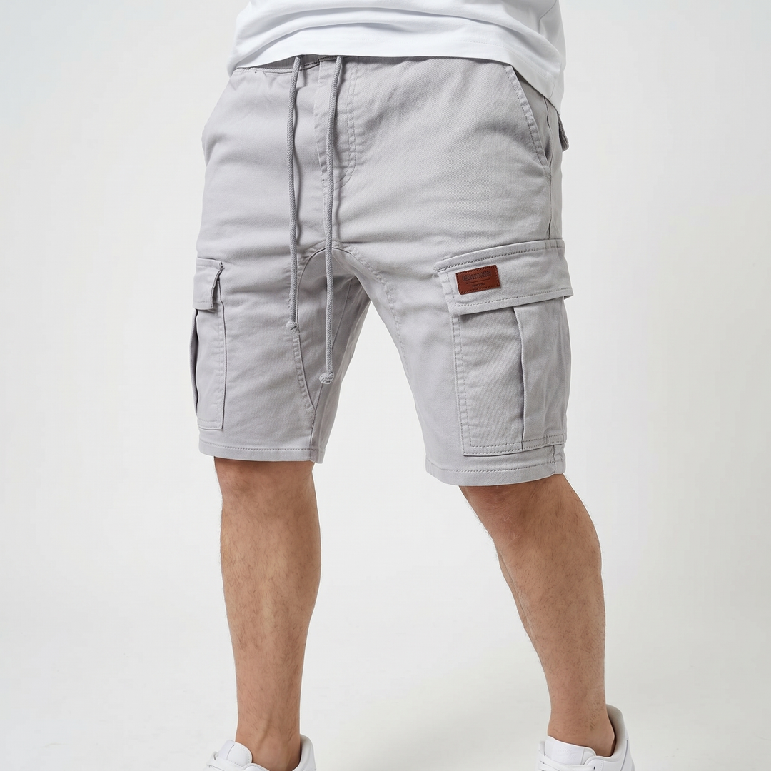 Men's Cotton Cargo Shorts Elasticated Drawstring Waist Multi-Pocket Casual