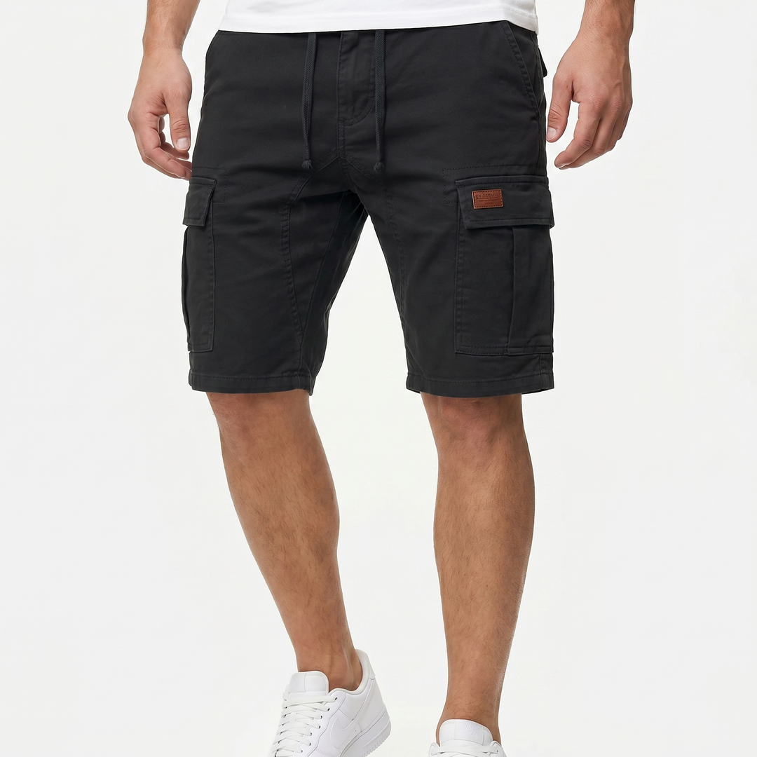 Men's Cotton Cargo Shorts Elasticated Drawstring Waist Multi-Pocket Casual