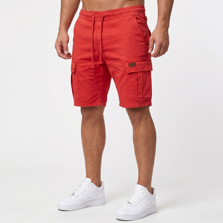 Men's Cotton Cargo Shorts Elasticated Drawstring Waist Multi-Pocket Casual