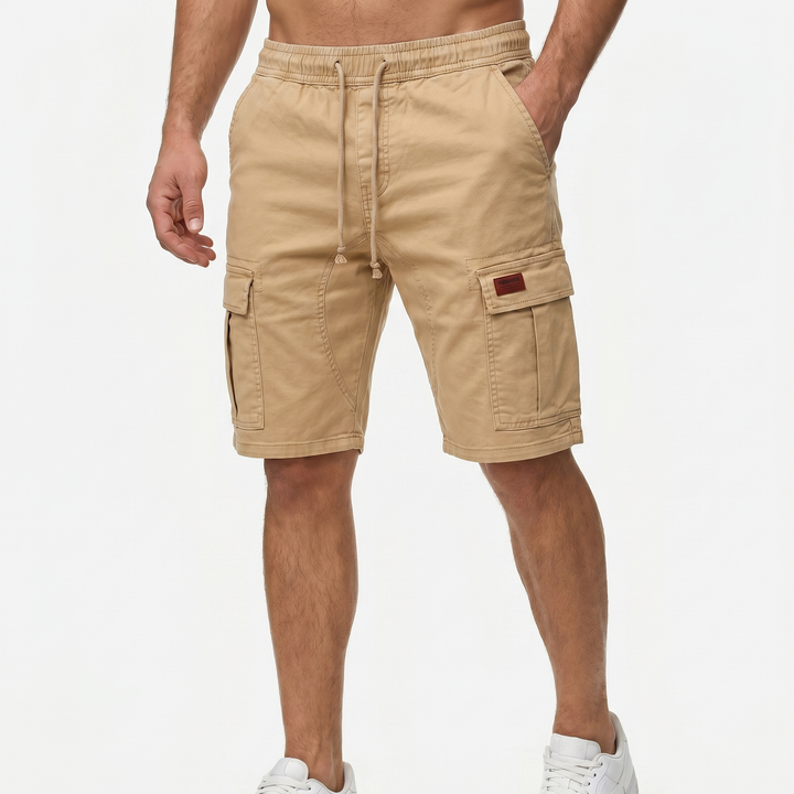 Men's Cotton Cargo Shorts Elasticated Drawstring Waist Multi-Pocket Casual