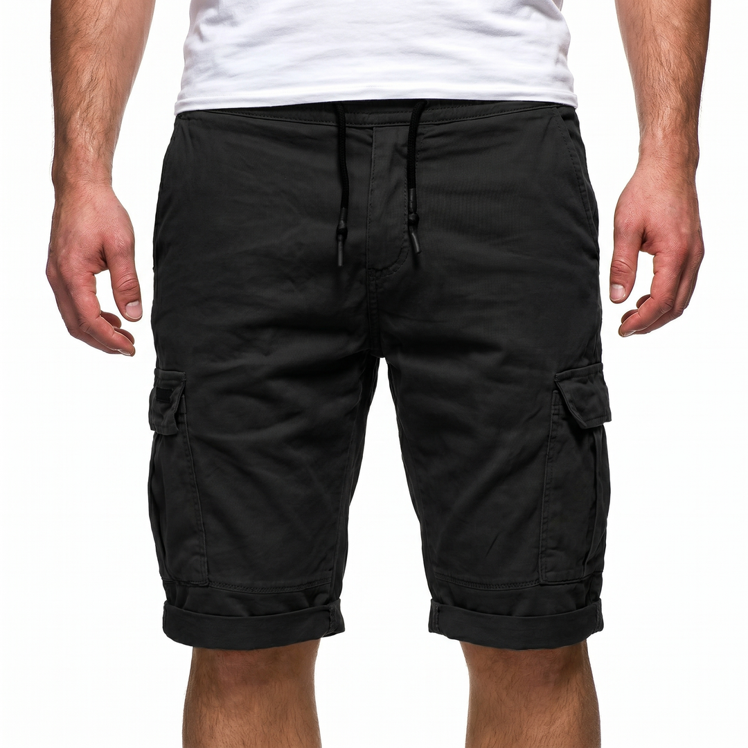 Men's Cargo Shorts Zip Pockets Elasticated Drawstring Waist Banded Hem Casual