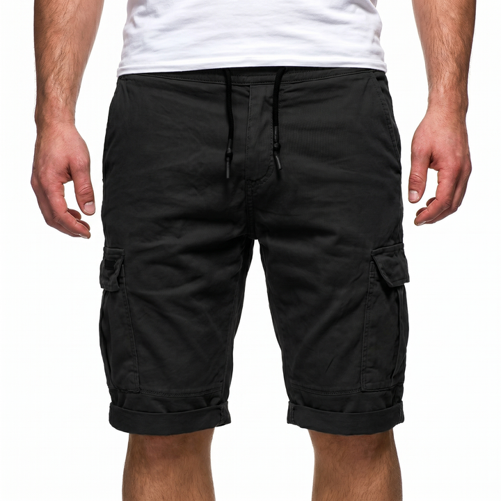 Men's Cargo Shorts Zip Pockets Elasticated Drawstring Waist Banded Hem Casual