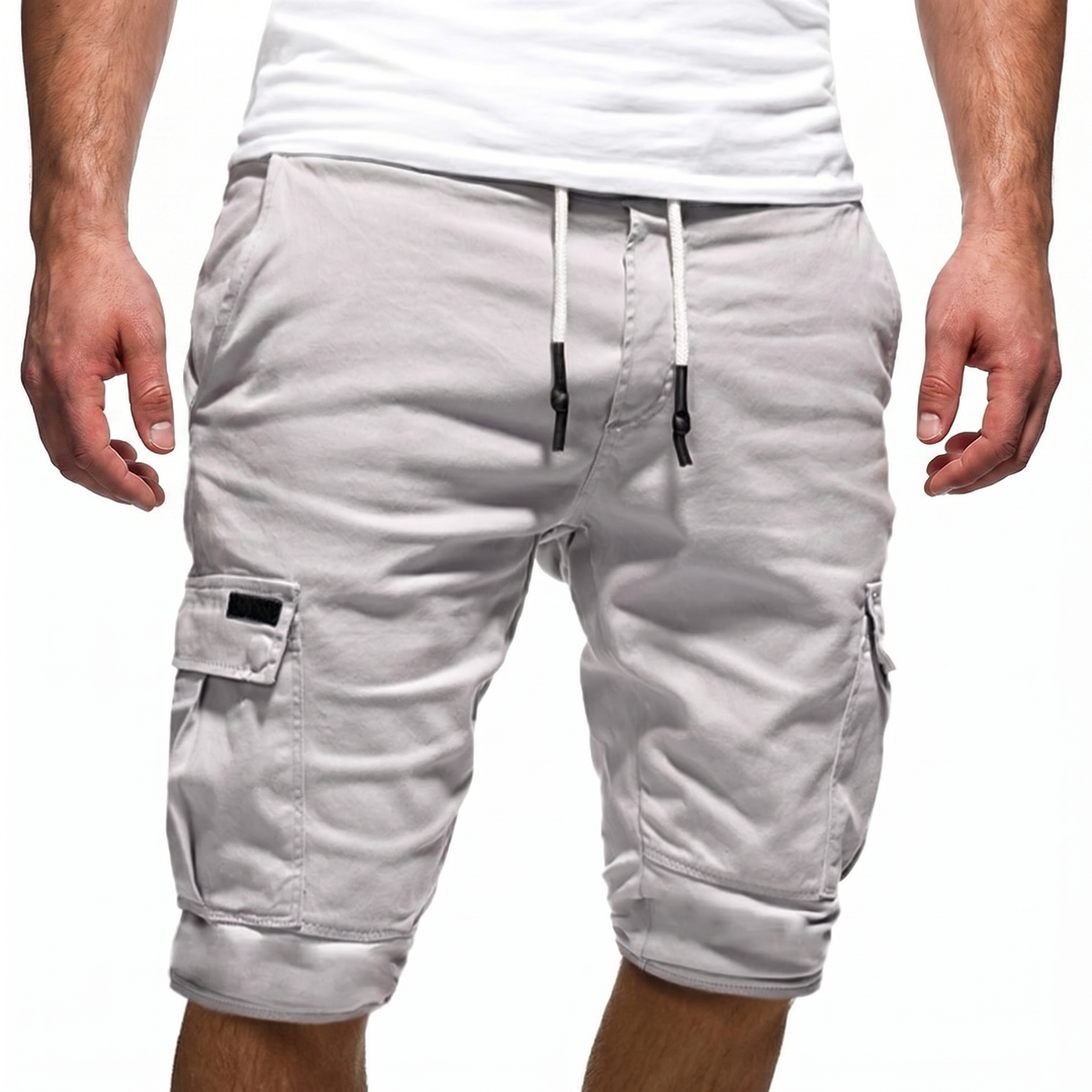 Men's Cargo Shorts Zip Pockets Elasticated Drawstring Waist Banded Hem Casual
