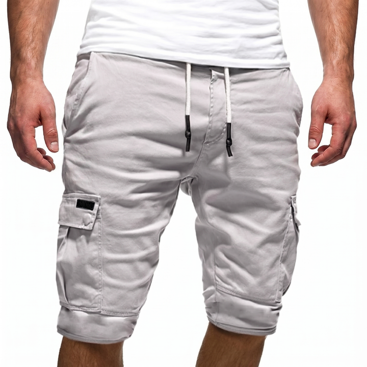 Men's Cargo Shorts Zip Pockets Elasticated Drawstring Waist Banded Hem Casual