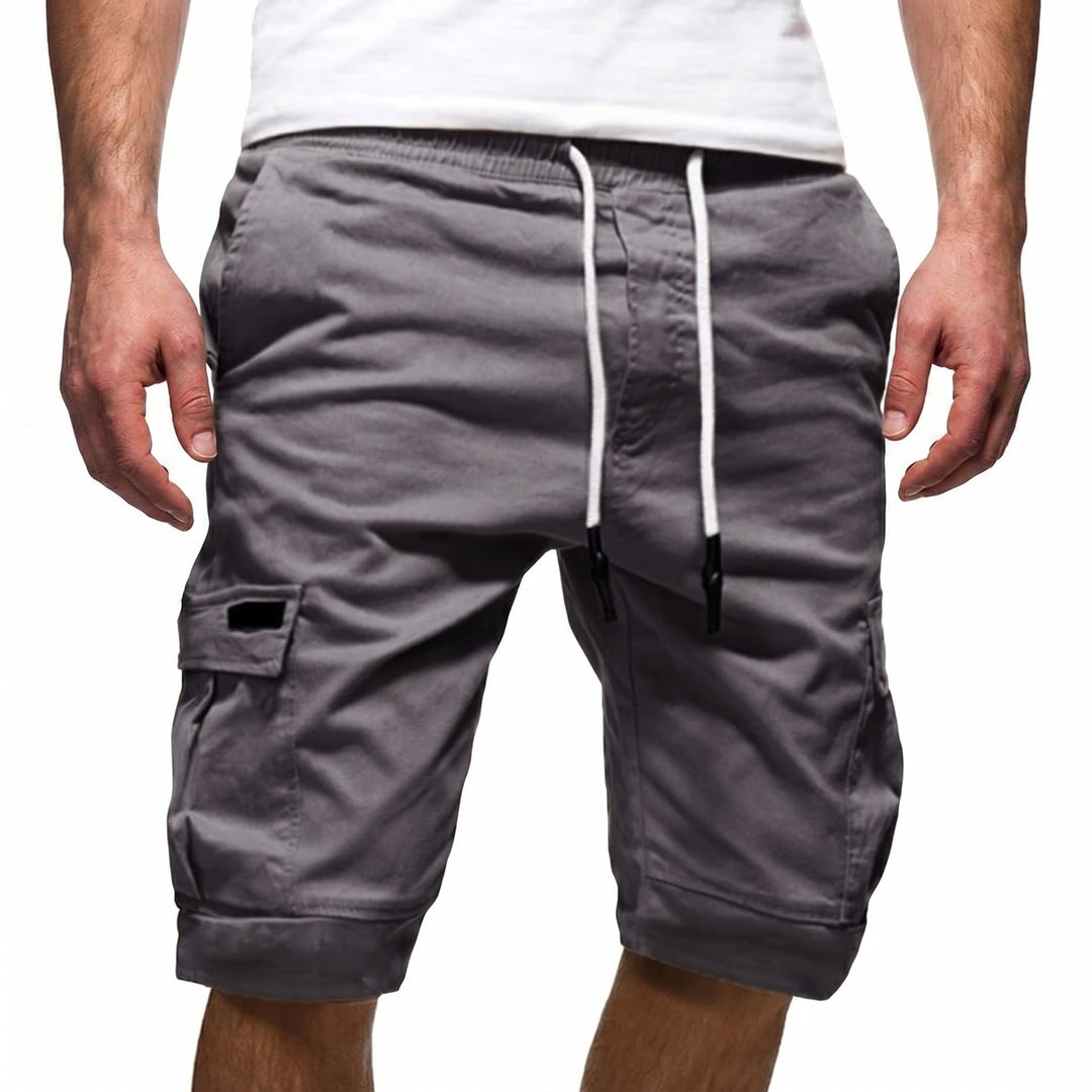 Men's Cargo Shorts Zip Pockets Elasticated Drawstring Waist Banded Hem Casual