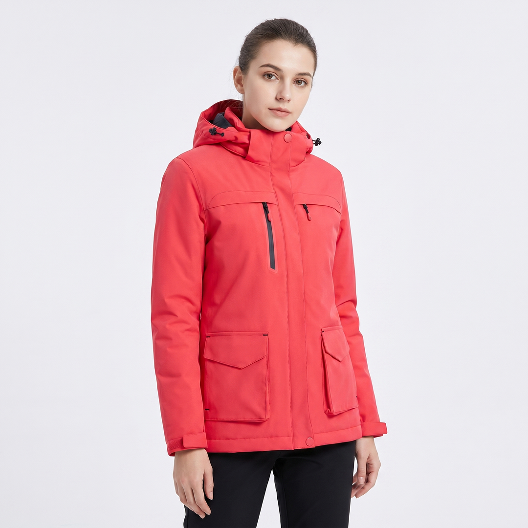 Unisex USB Heated Jacket Hooded Electric Heating Winter Coat Multi-Pocket Outdoor