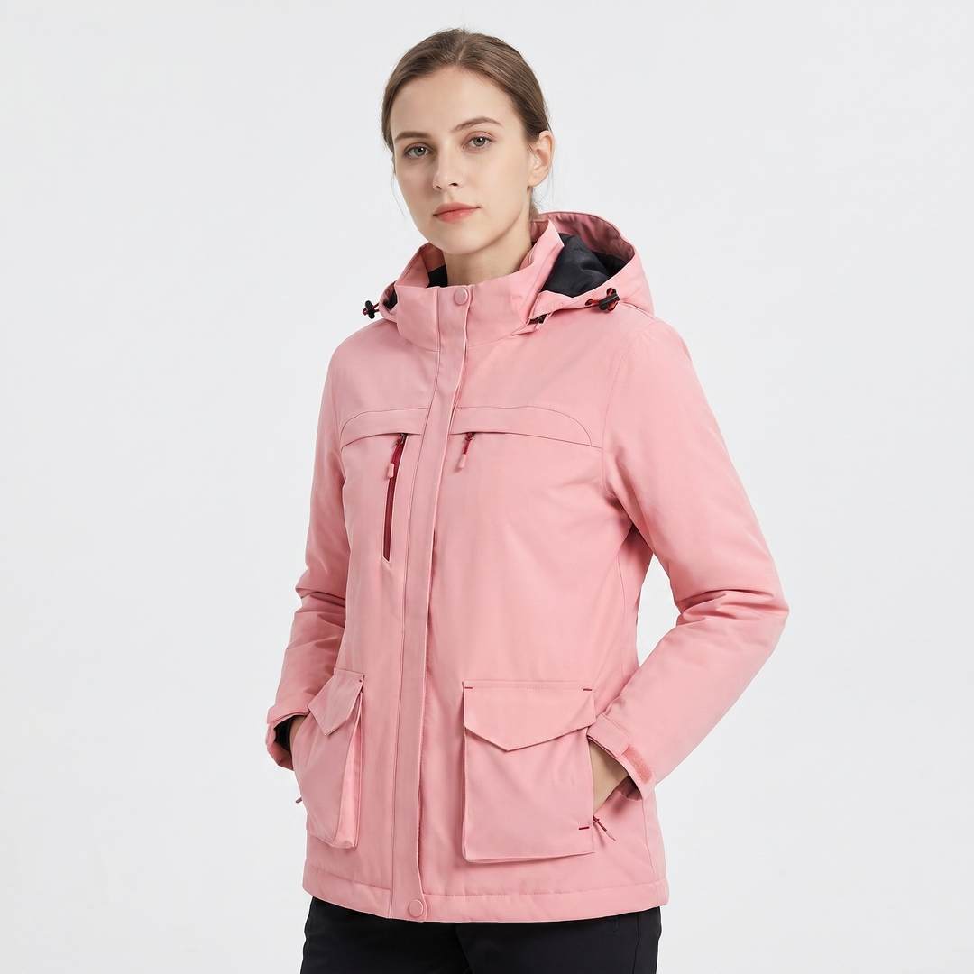 Unisex USB Heated Jacket Hooded Electric Heating Winter Coat Multi-Pocket Outdoor