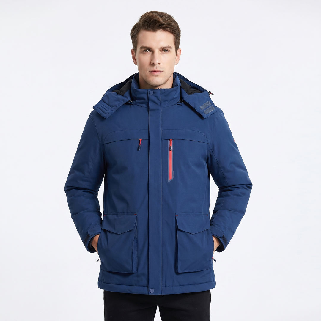 Unisex USB Heated Jacket Hooded Electric Heating Winter Coat Multi-Pocket Outdoor