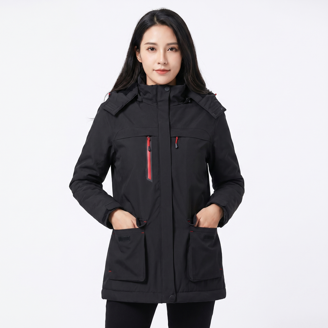 Unisex USB Heated Jacket Hooded Electric Heating Winter Coat Multi-Pocket Outdoor