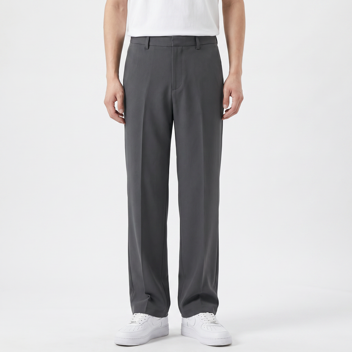 Men's Wide Leg Pleated Trousers Relaxed Fit Straight Leg Smart Casual Suit Pants
