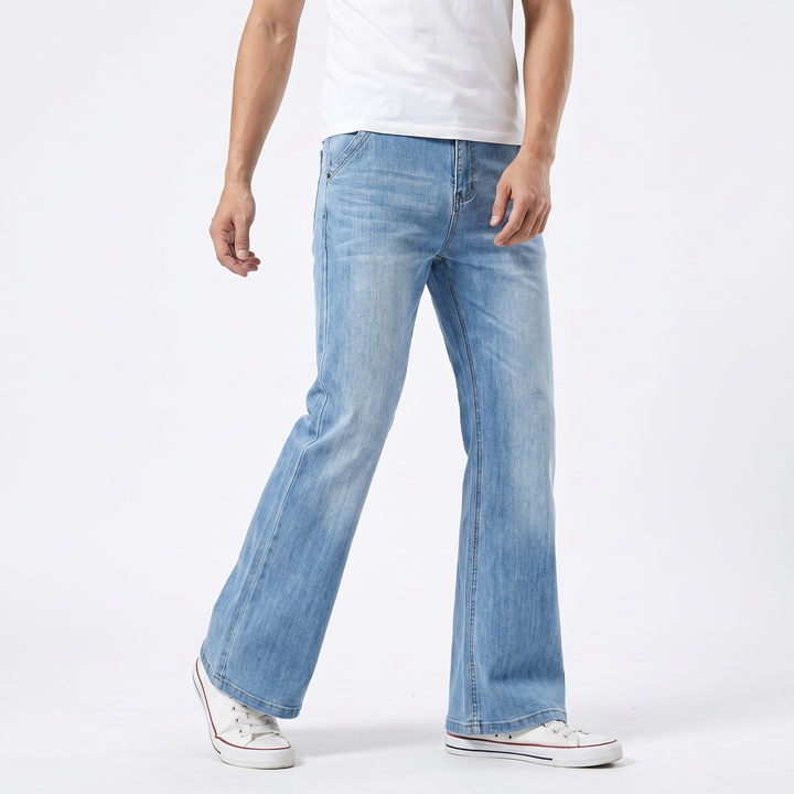 Men's Wide Leg Baggy Jeans Relaxed Fit Straight Leg Washed Denim Casual Trousers