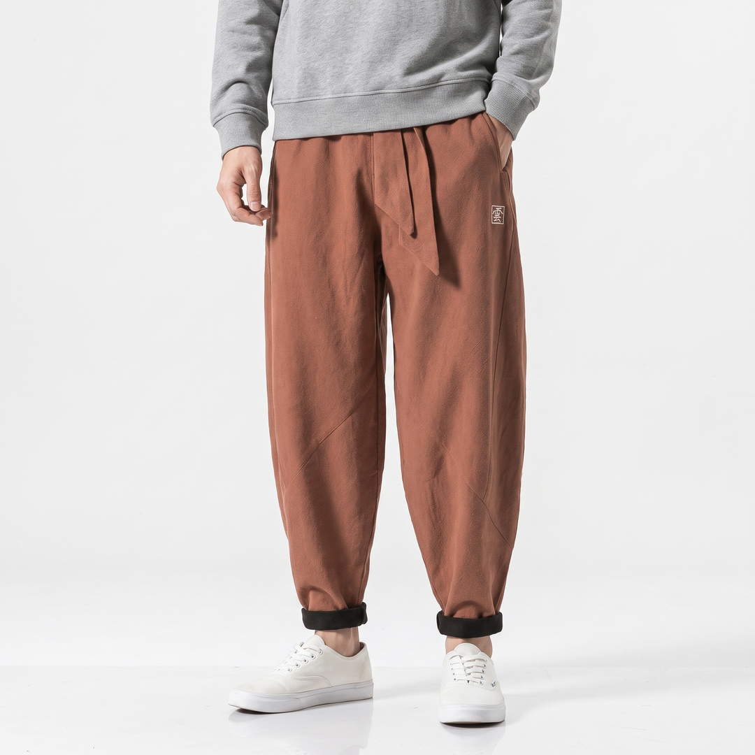 Men's Baggy Harem Jogger Pants Fleece Lined Drop Crotch Streetwear Winter Trousers