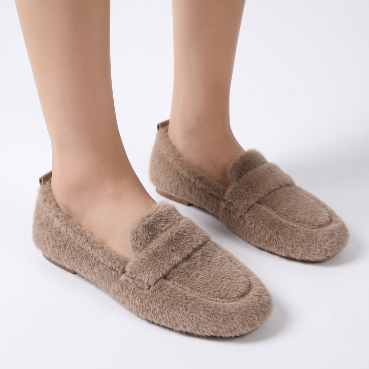 Women's Fluffy Faux Fur Loafers Slip On Flat Cosy Teddy Shoes Winter Moccasins