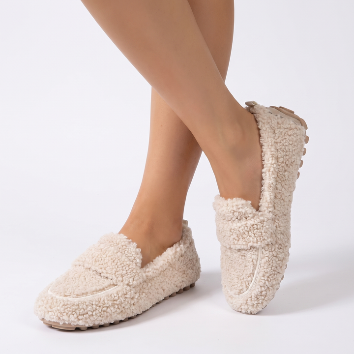 Women's Fluffy Faux Fur Loafers Slip On Flat Cosy Teddy Shoes Winter Moccasins