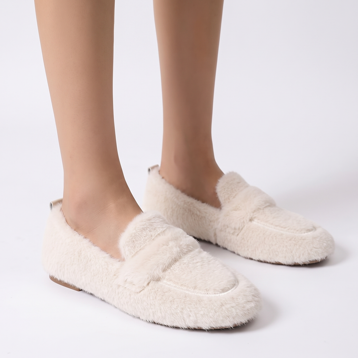 Women's Fluffy Faux Fur Loafers Slip On Flat Cosy Teddy Shoes Winter Moccasins