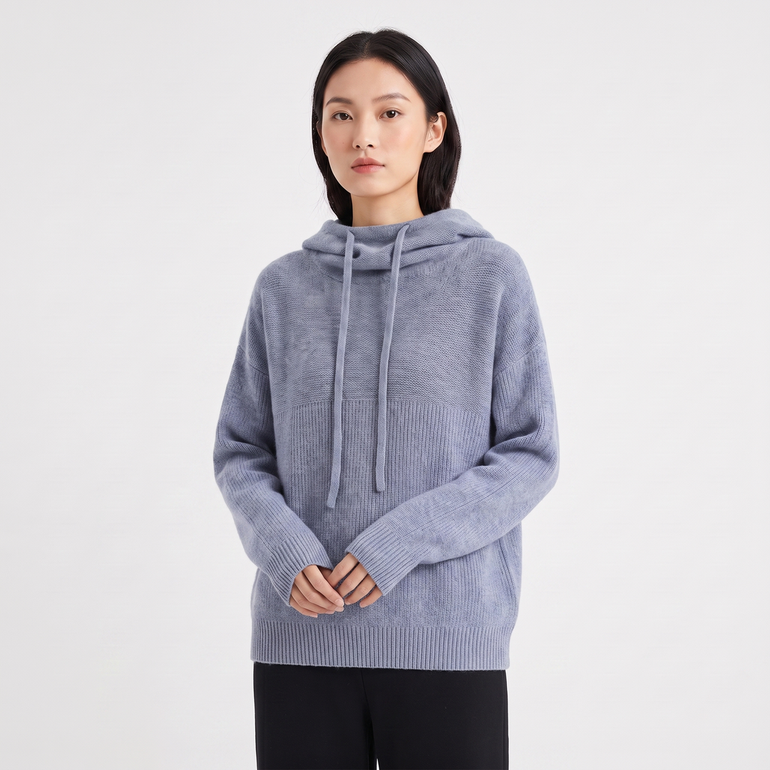 Women's Oversized Knit Hoodie Sweater Drawstring Hooded Pullover Casual Jumper