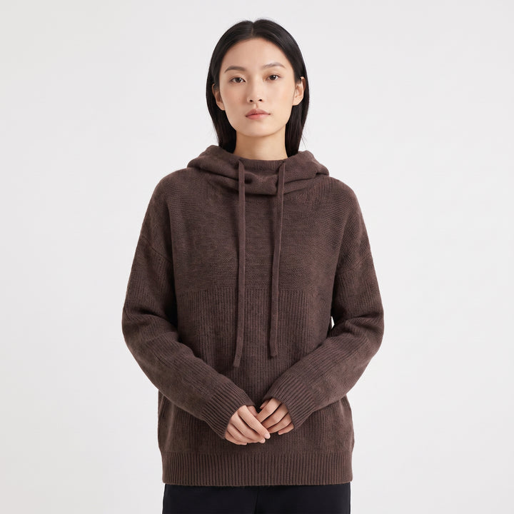 Women's Oversized Knit Hoodie Sweater Drawstring Hooded Pullover Casual Jumper