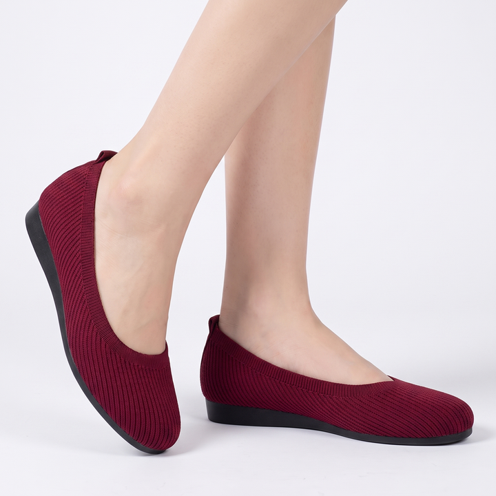 Women's Knit Ballet Flats Slip On Comfort Flat Shoes Breathable Casual