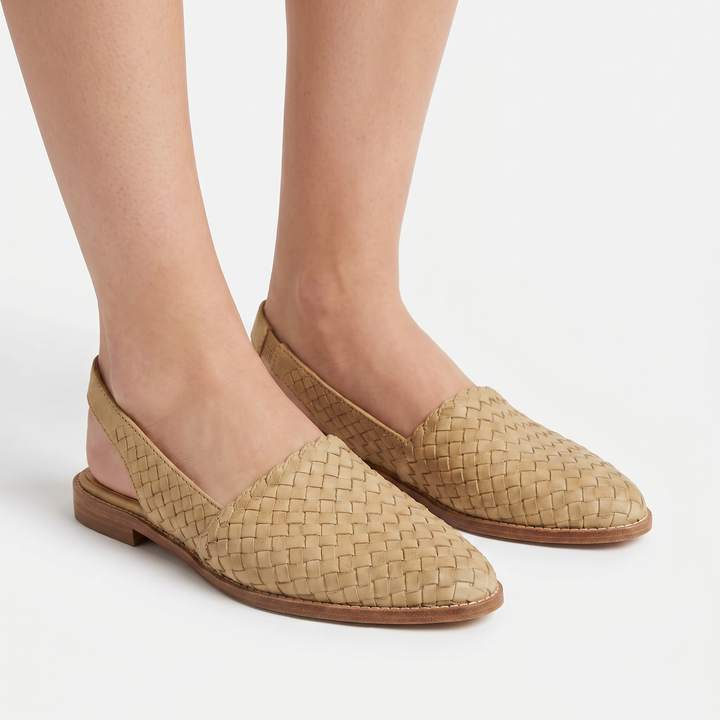 Women's Woven Pointed Toe Flat Shoes Slip On Leather Look Casual Loafer