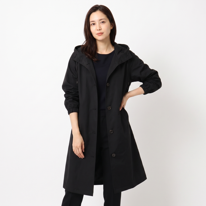 Women's Oversized Hooded Trench Coat Button Front Longline Casual Windbreaker Jacket