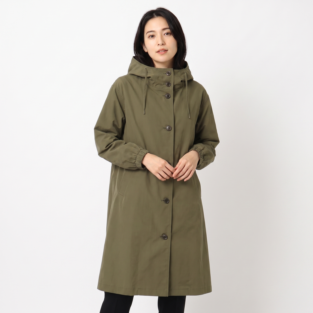 Women's Oversized Hooded Trench Coat Button Front Longline Casual Windbreaker Jacket