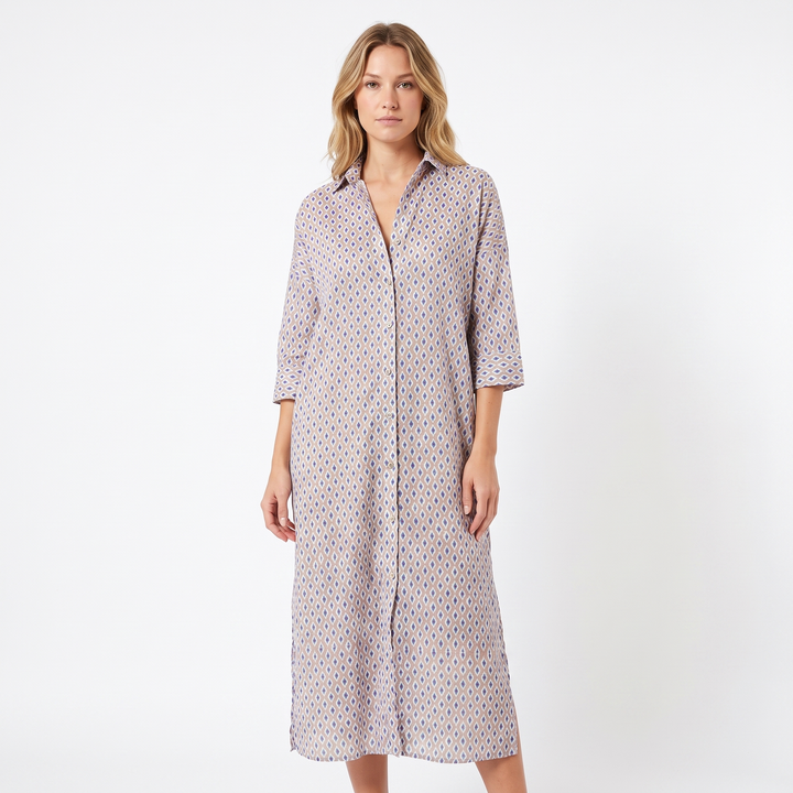 Women's Striped Shirt Dress Long Sleeve Button Down Oversized Midi