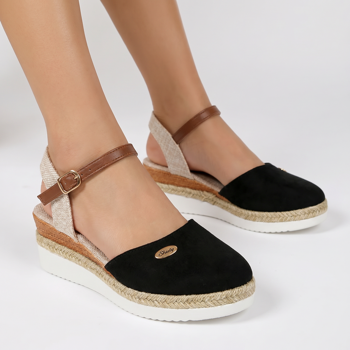Women's Espadrille Platform Sandals Suede Ankle Strap Flatform Summer Shoes