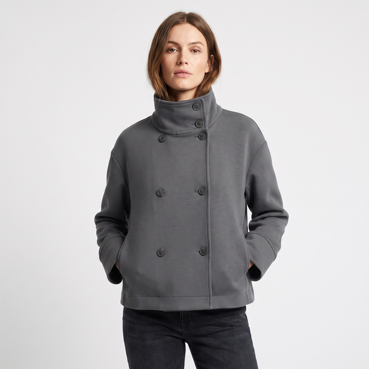 Women's Wool Blend Cropped Jacket Oversized Boxy Button Front Short Winter Coat