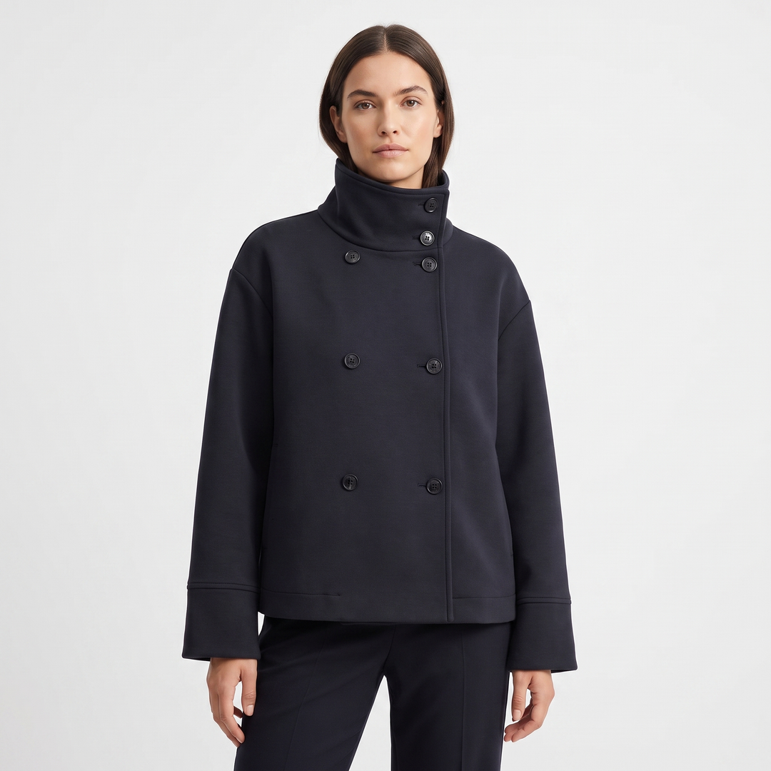 Women's Wool Blend Cropped Jacket Oversized Boxy Button Front Short Winter Coat