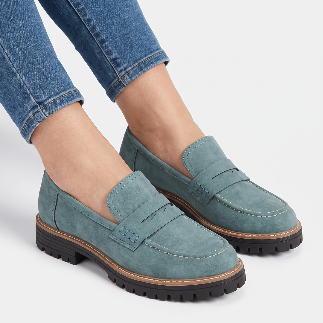 Women's Chunky Platform Penny Loafers Slip-On Casual Shoes