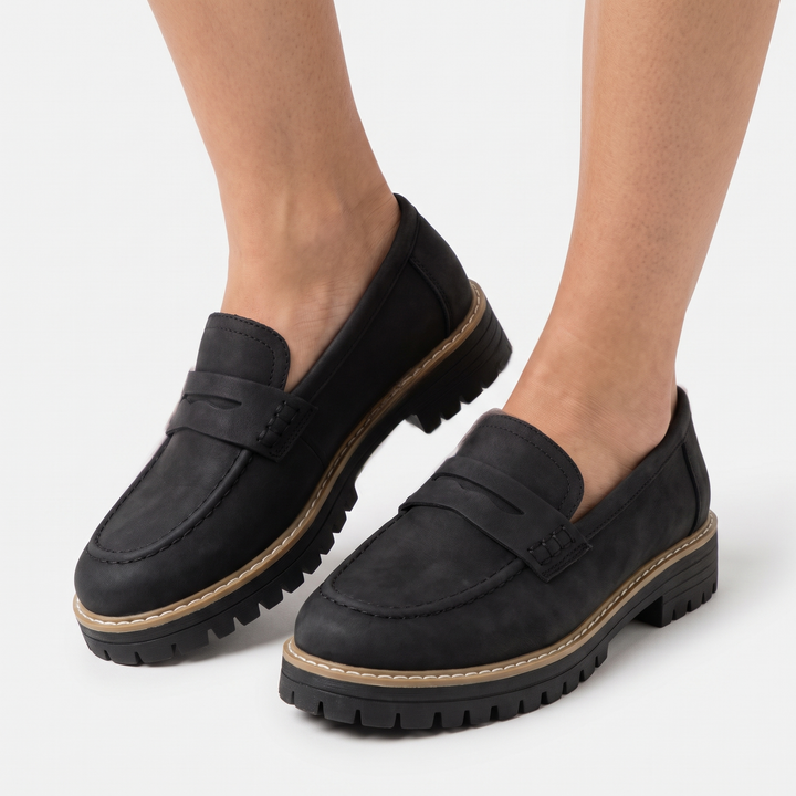 Women's Chunky Platform Penny Loafers Slip-On Casual Shoes