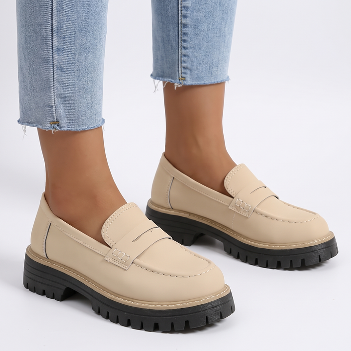 Women's Chunky Platform Penny Loafers Slip-On Casual Shoes