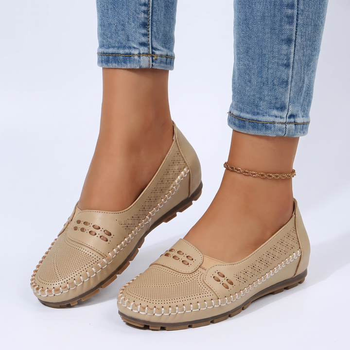 Women's Flat Slip-On Loafers Perforated Moccasin Casual Comfort Shoes